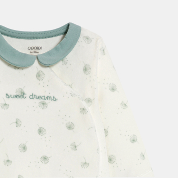 بذلة نوم من الثوب المخملي، برسوم نبتة الهندباء، باللون الأخضر للفتيات الصغيرات